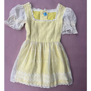 Vintage Pastel Yellow Lace Topped Kids Dress